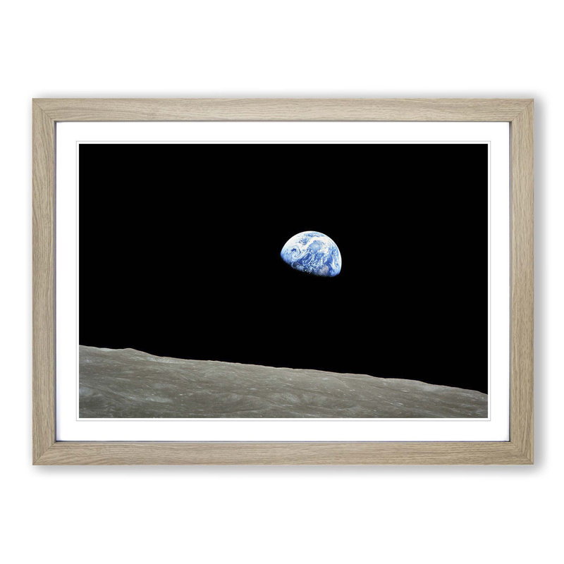 Earth From Space (2) Framed Photographic - Framed Print, Oak