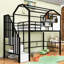 Lit mezzanine simple en métal avec toit-262432228