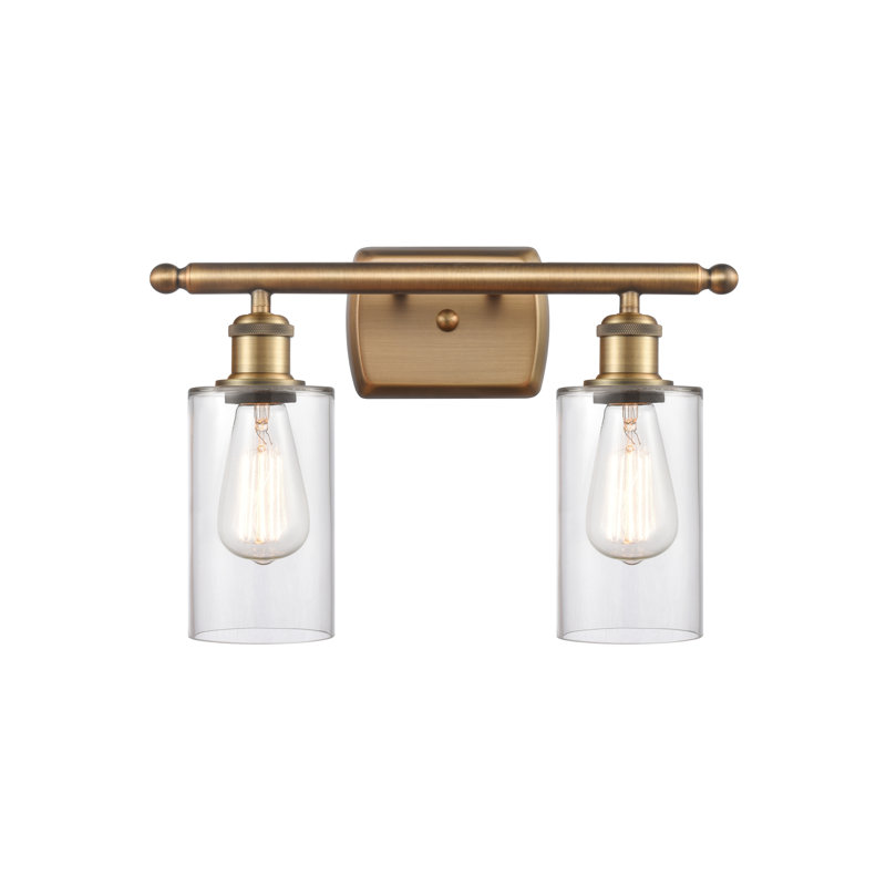 Mallette 2 - Light Dimmable Vanity Light, Clear, 6 Watt Vinage LED Bulb, Brushed Brass