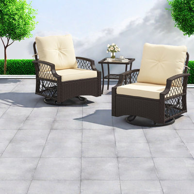 Swivel Patio Dining Sets, Wicker Metal Bistro Set, Modern Porch Backyard
