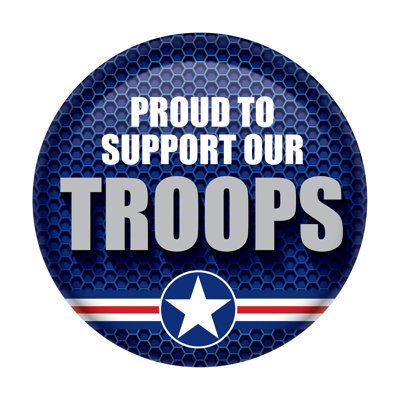 Bouton «Proud To Support Our Troops»