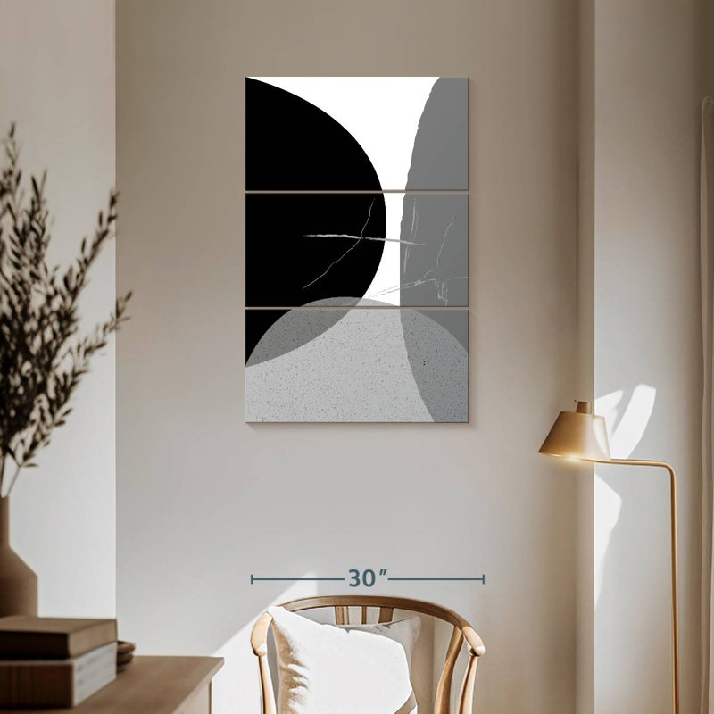 Avery Black Grey Minimalist I, 57" H x 36" W