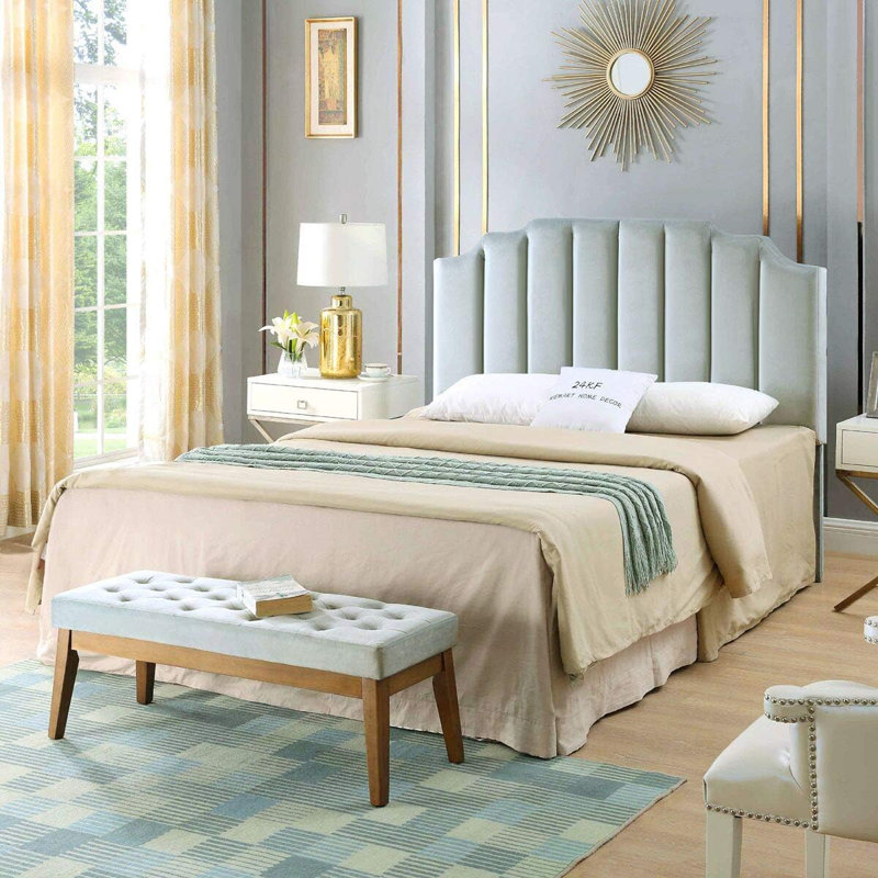 Gabbrielle Tufted Upholstered Headboard, Queen, Steel Gray