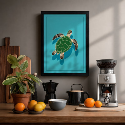 Turtle in Open Water Coastal - Framed Print