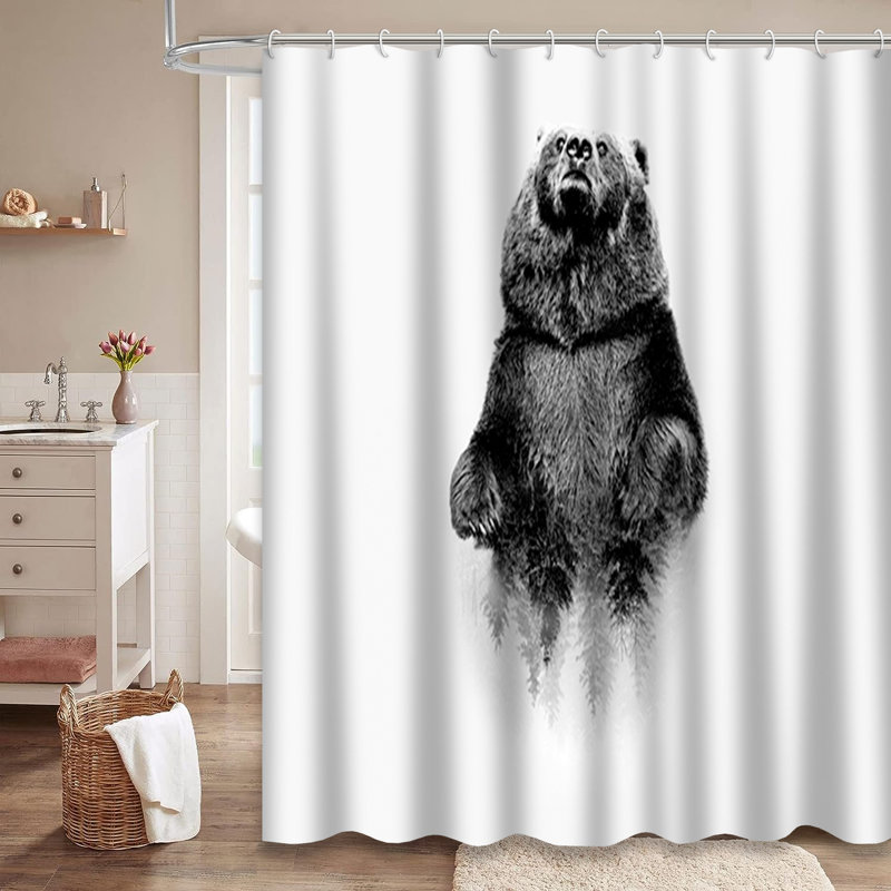 Rideau de douche avec 12 crochets Minimal Bear, L 72 po x l 84 po