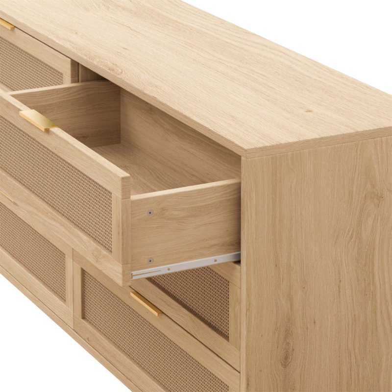 Commode 6 tiroirs Acceent, Naturel, H 29,53 po x l 59,06 po x P 15,75 po