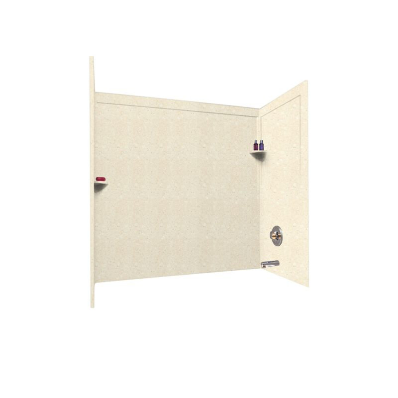 60'' W 32'' D 60'' H Alcove Solid Surface Wall, Pebble