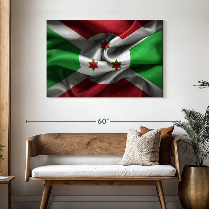 Froissé drapeau burundais, H 30 po x l 45 po
