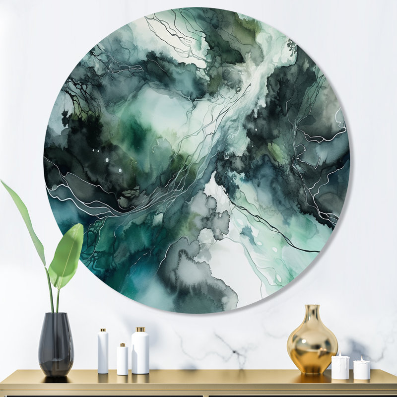 Streator vert bleu marbré Dreamscape III, H 36 po x l 36 po x P 1 po