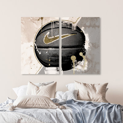 " Got A Basketball Game Diptych, Glam Sport Modern Gold " 2 - Pieces