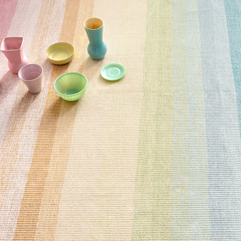 Watercolor Horizon Handwoven Cotton Rug, Rectangle 5' x 8'