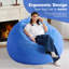 Fauteuil à billes 5 pi, petit fauteuil à billes Teardrop avec mousse à mémoire de forme et housse en velours côtelé ultra doux pour le salon, la chambre à coucher - BLEU FONCÉ-131585244-131585255