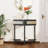 Side Table, End Table with 2 half moon design Cabinets and a Bottom Shelf for Living room, Bedroom, Study