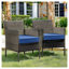 Coussins de chaise d'extérieur imperméables, coussins de siège de patio carrés 20 x 20 po avec attaches, bleu-130906749