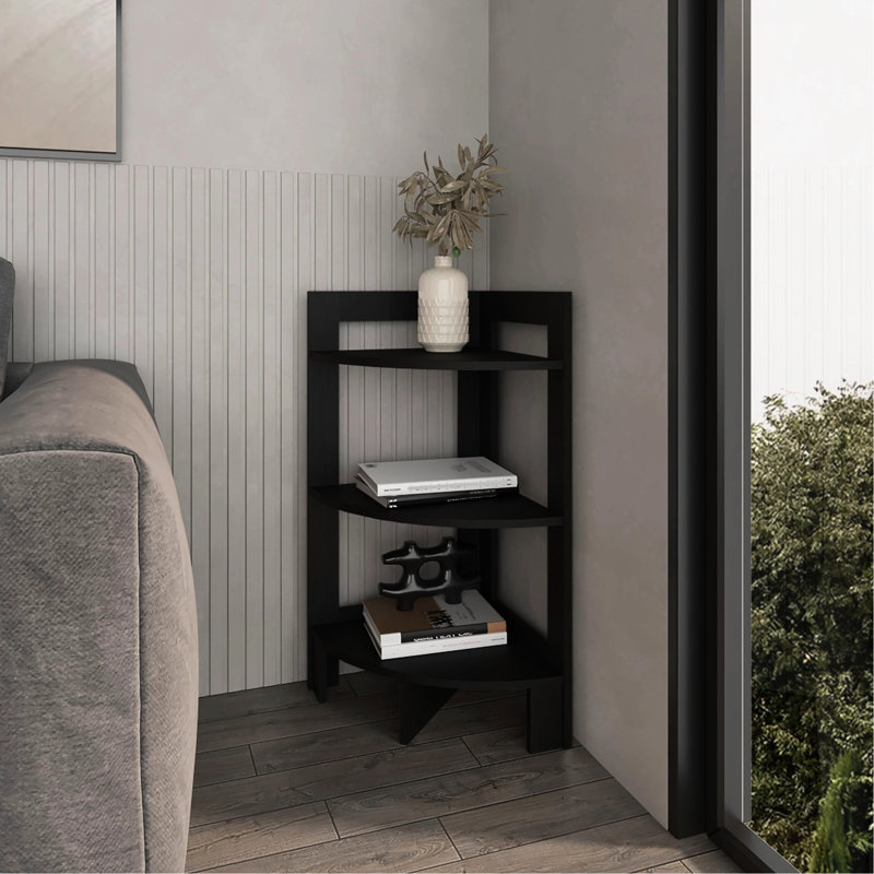 Vitrine de coin noire à 3 tablettes - Présentez vos articles, Noir