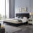 [Ship To Canada Only] King-Size Upholstered Platform Bed Frame With Contemporary Tufted Waffle Stitching, Easy Assembly, Black