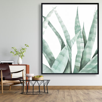 Watercolor Striped Desert Plant Print On Canvas