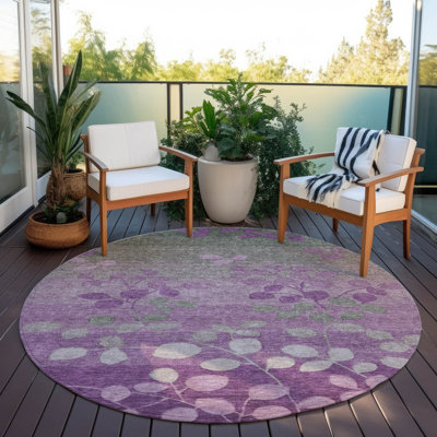 Machine Washable Indoor/Outdoor Xhevrie Purple Rug
