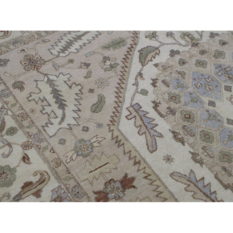 Hand-Knotted High-Quality Rose and Ivory Area Rug
