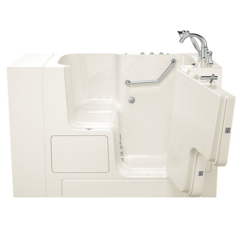 Baignoire 52 po x 32 po combinée en fibre de verre avec siège chauffant intégré, Lin, Droite