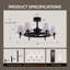 31.5" 6-light Wagon Wheel Ceiling Fan With Light Kit, Linen Shade, Dc Motor And Remote