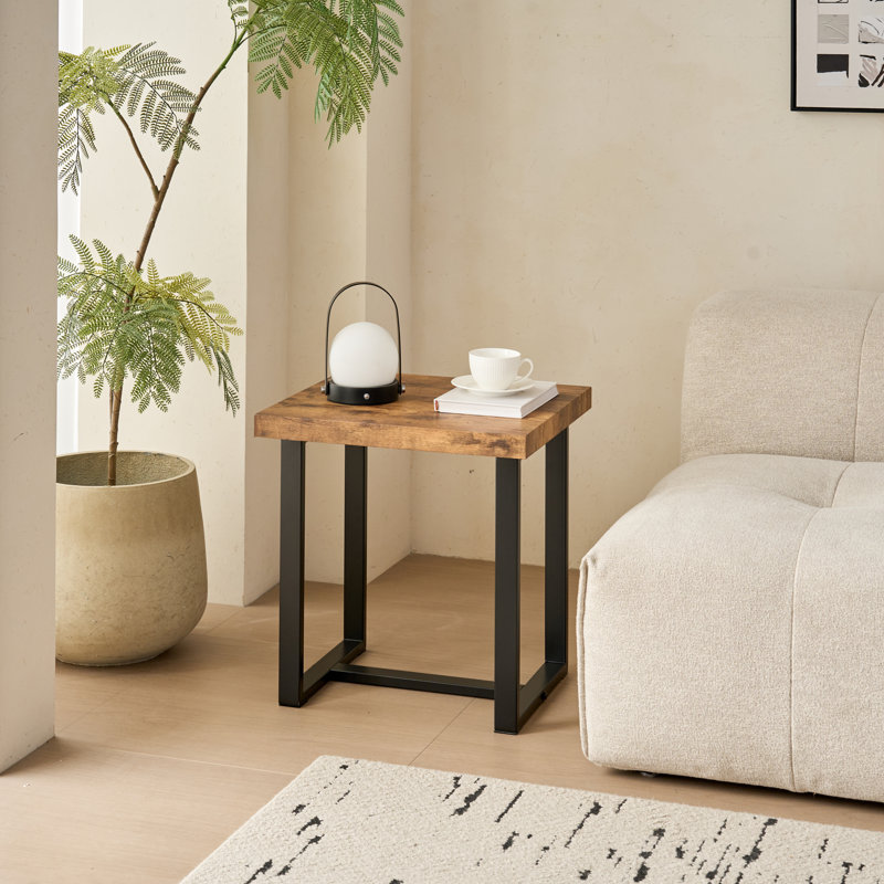 Table basse Farmhouse, petite table basse rustique, table moderne en bois et métal