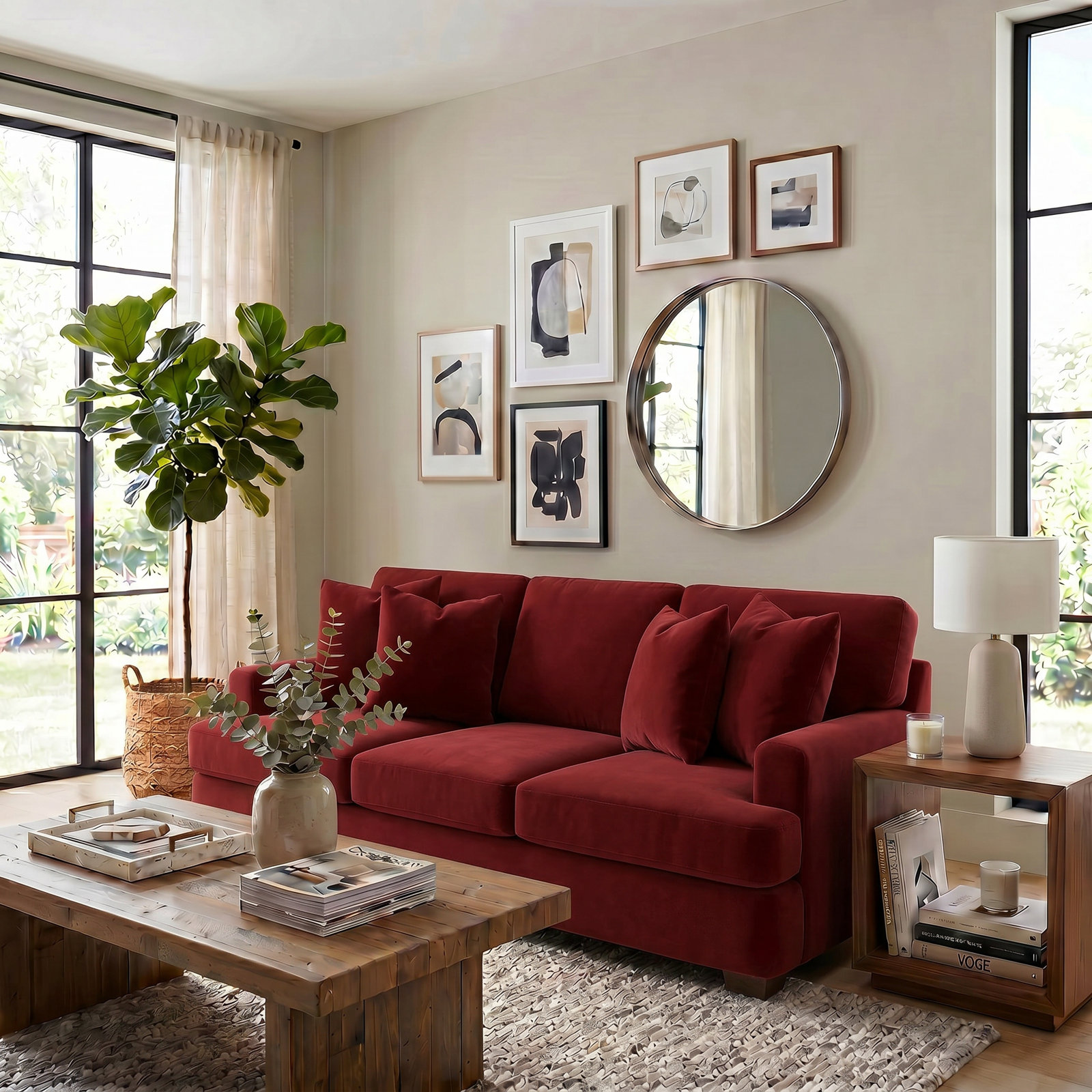 Emilio 90'' Upholstered Sofa, Bayou Flame
