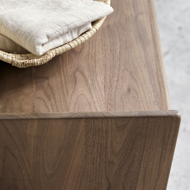 Arto 45cm W Solid Wood Bedside Table, Walnut