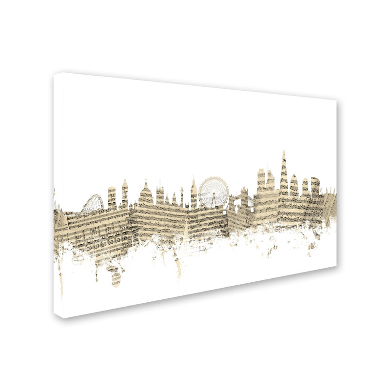 « london england horizon sheet music », impression sur toile tendue, H 12 po x l 19 po x P 2 po