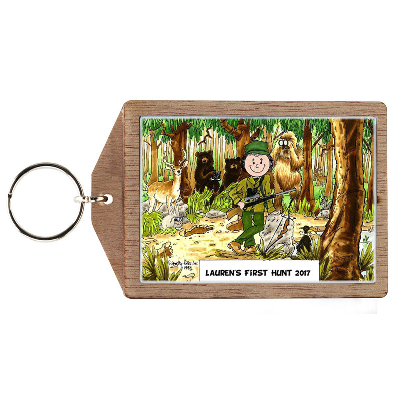 Chasseur personnalisé - Porte-clés féminin en bois, Oui