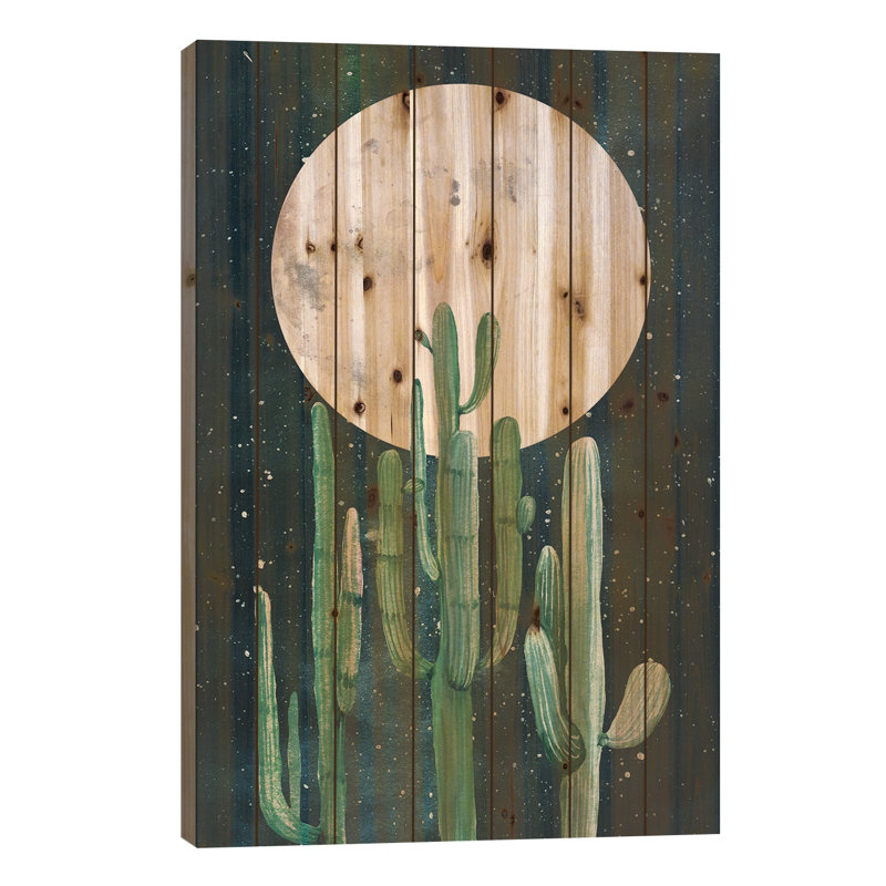 «Southwestern Green Cactus Trio II» par Nature Magick, reproduction sur bois sans cadre, H 40 po x l 26 po x P 1,5 po
