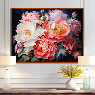 Art de Chine, bouquet de pivoines - Art encadré
