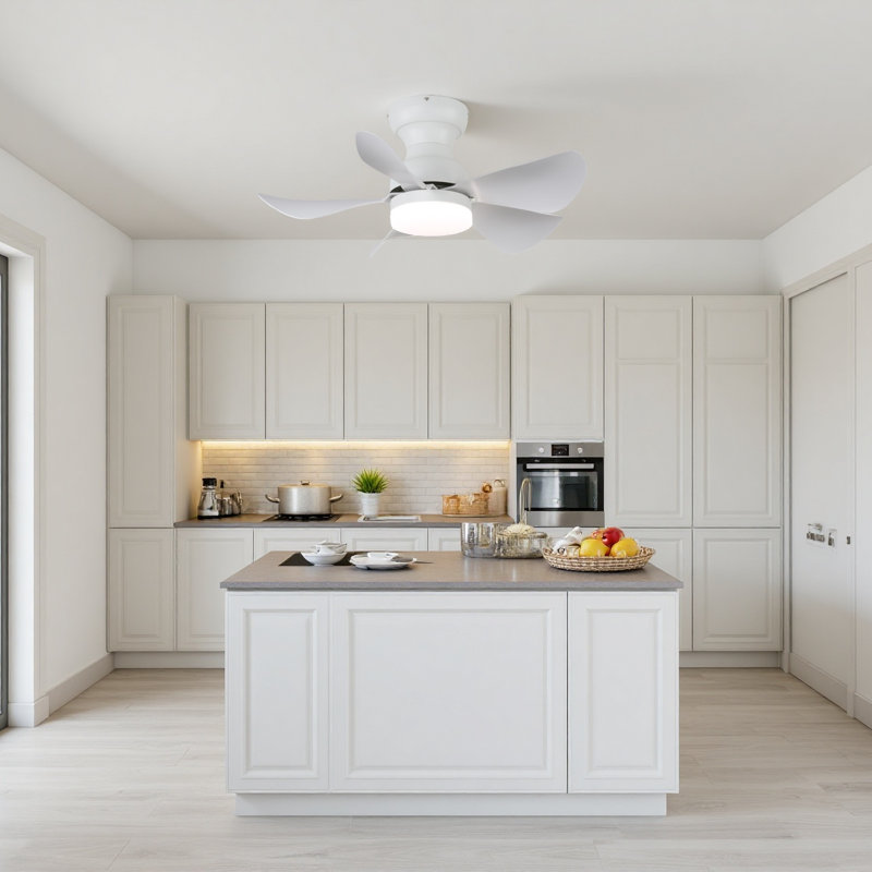 30" Modern Flush Mount Ceiling Fan with Dimmable LED, Remote Control & Reversible Motor – Ideal for Small Rooms, Energy-Efficient & Sleek Design