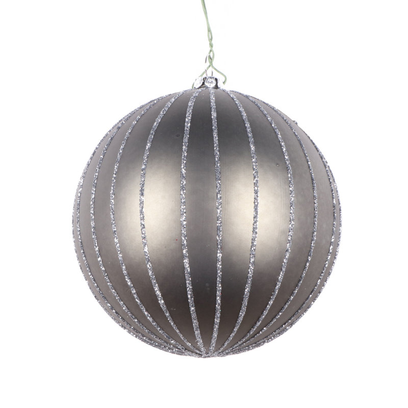 Ornement boule mat scintillante, H 5 po x l 5 po x P 5 po, Étain
