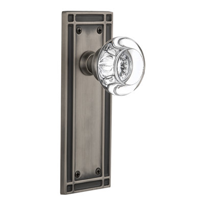 Mission Plate with Round Clear Crystal Door Knob