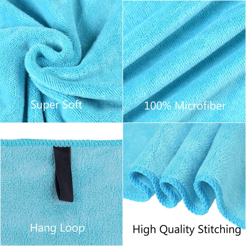 Ensemble de 3 serviettes de bain en coton turc Aroha, Bleu clair