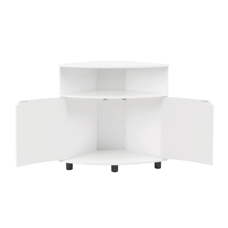 Meuble de coin de 76 cm de hauteur avec éclairage DEL, Blanc