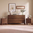 Ensemble de chambre à coucher 3 pièces, commode à 7 tiroirs et 2 tables de chevet, noyer