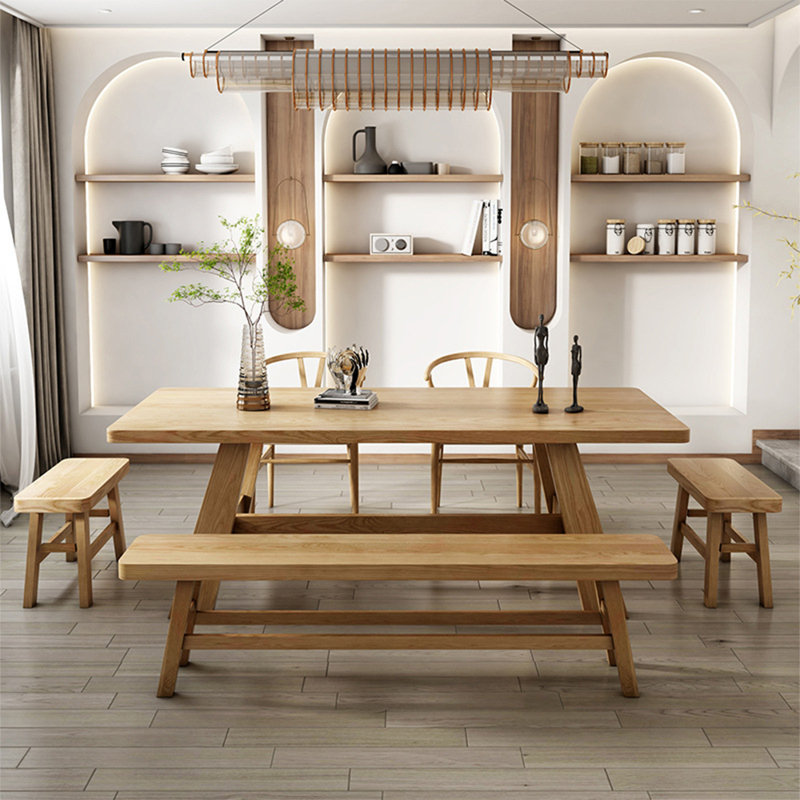 Table de salle à manger en bois massif de style moderne Lonard, H 29,5 po x L 70,8 po x l 31,4 po