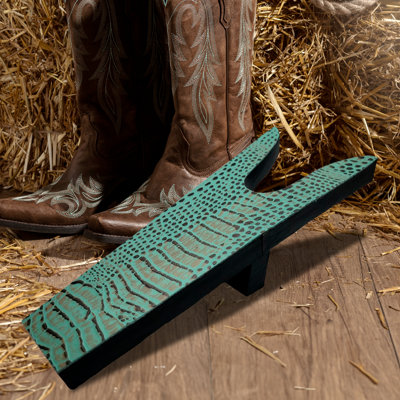 Boot Jack in Crocodile Print Embossed Leather