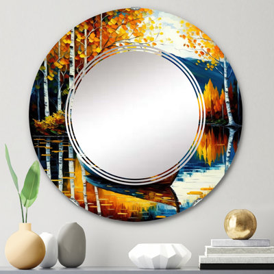 Petit bateau sur le lac en automne I - miroir mural Lake House Cottage