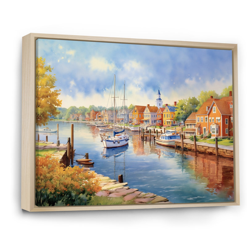 Paysage du canal de la baie Maryland, H 30 po x l 40 po x P 1,5 po, Cadre naturel flottant