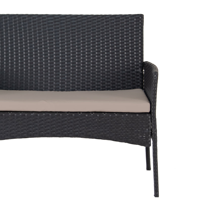 8-Piece Modular All-Weather Wicker Patio Conversation Set With Loveseats, Armchairs, And Tables, Tan