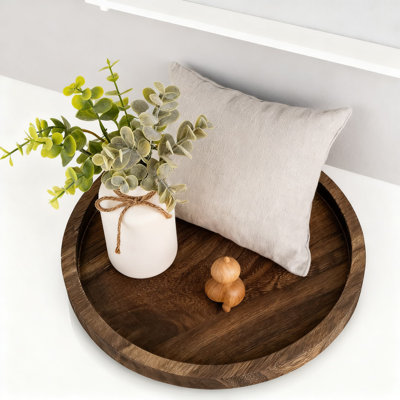 Rustic Round Wood Candle Tray, Hand-Crafted Distressed Wooden Candle Holder For Farmhouse Centerpiece Decor, Pillar And Tea Light Display For Living Room, Kitchen, Bathroom