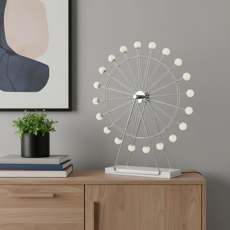 Lampe de chevet 22 po en métal blanc cassé avec lumières DEL blanc cassé