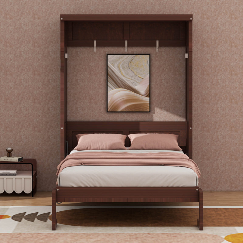Lit escamotable simple, peut être plié dans une armoire, Espresso