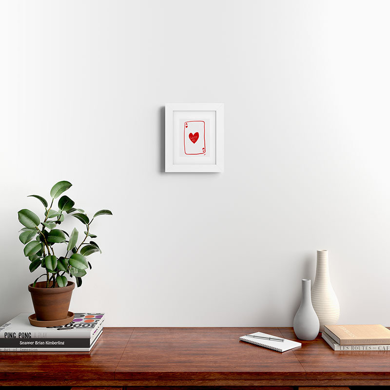 Athènes «Lucky Me», reproduction de carte à jouer encadrée, Cadre en bois blanc, H 10 po x l 8 po x P 1,5 po