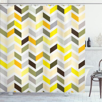 Retro Zig Zag Print Single Shower Curtain -  Ambesonne, sc_3997