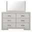 Commode rustique blanche de style transitionnel à 9 tiroirs avec miroir assorti, construction en bois massif et métal, tiroirs à queue d'aronde anglaise avec doublure en feutre et cèdre
