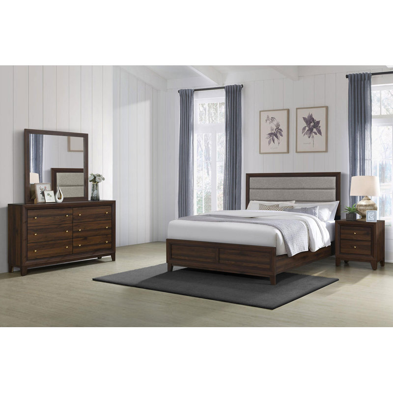 Ensemble de chambre avec très grand lit 4 pièces Isaak Noyer, Très grand